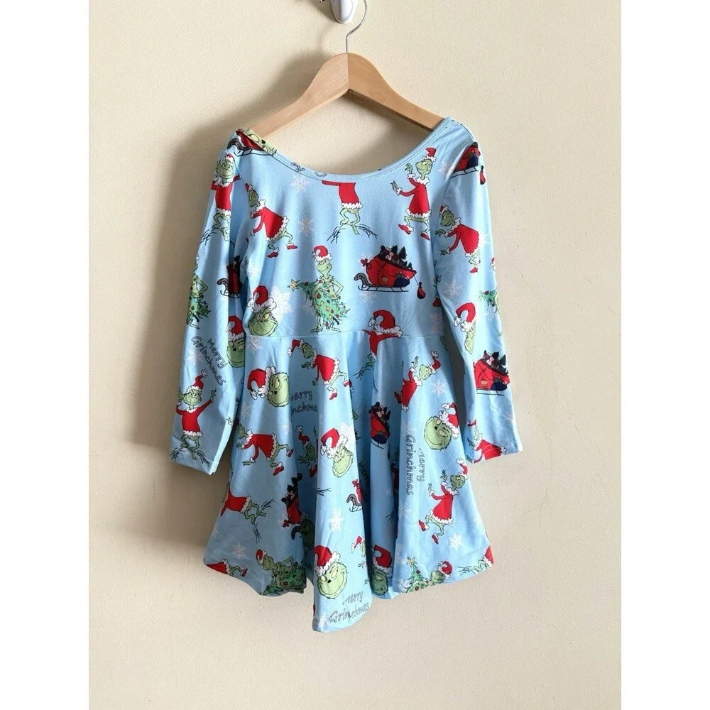 NEW Boutique Dr Seuss Grinch who stole Christmas Girls Long‎ Sleeve Dress 10-12